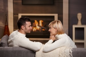 couple fireplace